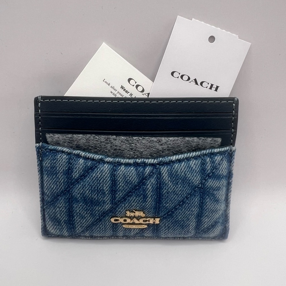 NWT Coach Slim ID Card Case in Regenerative Cotton With Quilting - Picture 8 of 15